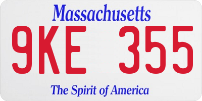 MA license plate 9KE355