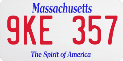 MA license plate 9KE357