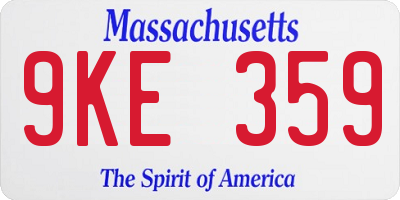 MA license plate 9KE359