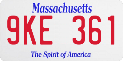 MA license plate 9KE361