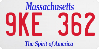 MA license plate 9KE362