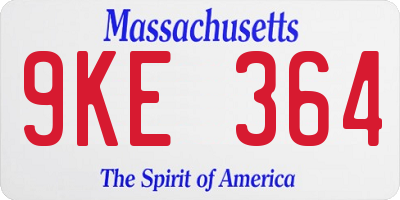 MA license plate 9KE364