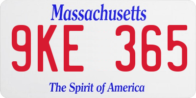 MA license plate 9KE365