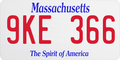 MA license plate 9KE366