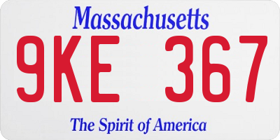MA license plate 9KE367