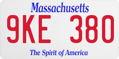 MA license plate 9KE380