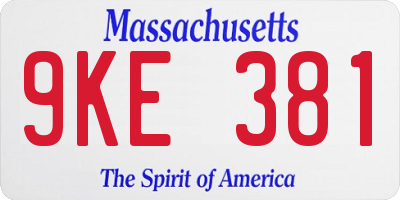 MA license plate 9KE381