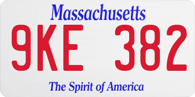 MA license plate 9KE382