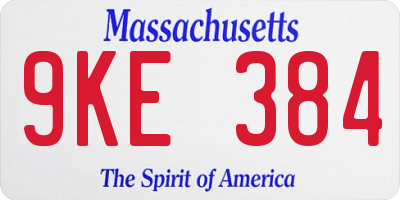 MA license plate 9KE384