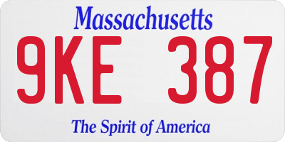 MA license plate 9KE387