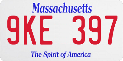 MA license plate 9KE397