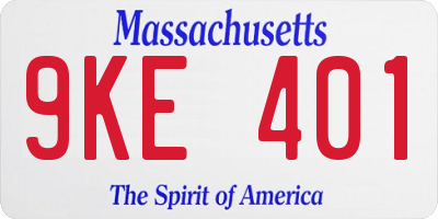 MA license plate 9KE401
