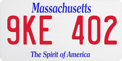 MA license plate 9KE402
