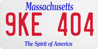 MA license plate 9KE404