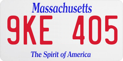 MA license plate 9KE405