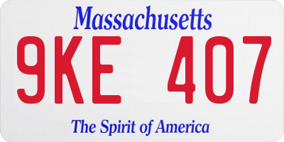 MA license plate 9KE407