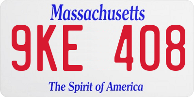 MA license plate 9KE408