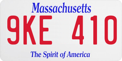MA license plate 9KE410