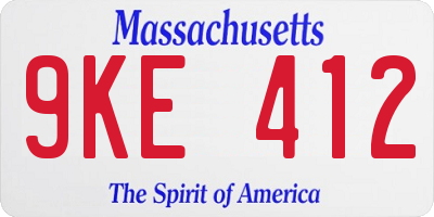 MA license plate 9KE412