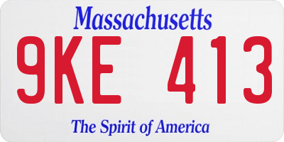 MA license plate 9KE413