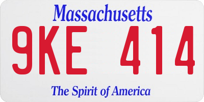MA license plate 9KE414
