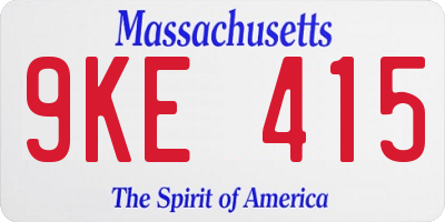 MA license plate 9KE415