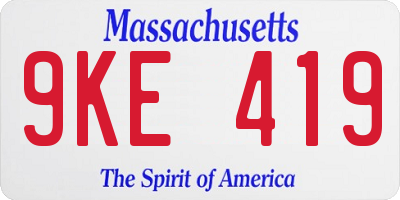 MA license plate 9KE419