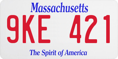 MA license plate 9KE421