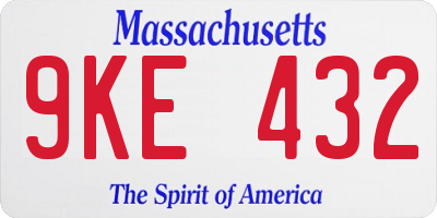 MA license plate 9KE432