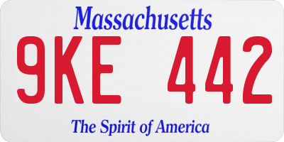 MA license plate 9KE442