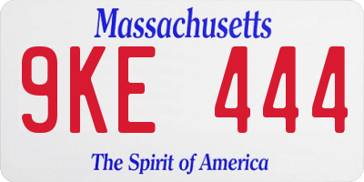 MA license plate 9KE444