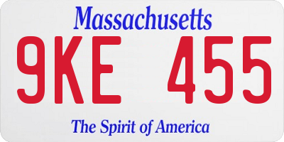 MA license plate 9KE455