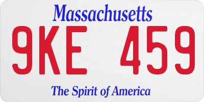 MA license plate 9KE459