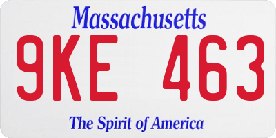 MA license plate 9KE463