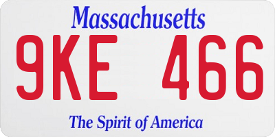 MA license plate 9KE466
