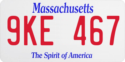 MA license plate 9KE467