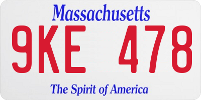 MA license plate 9KE478
