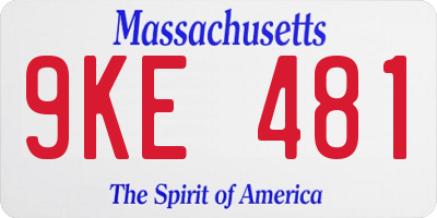 MA license plate 9KE481