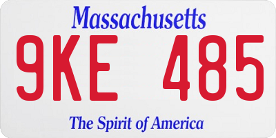 MA license plate 9KE485