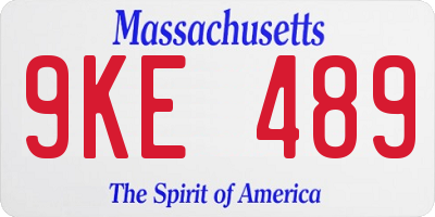 MA license plate 9KE489