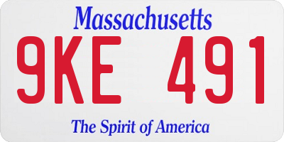 MA license plate 9KE491