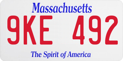 MA license plate 9KE492