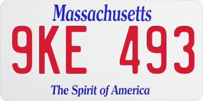 MA license plate 9KE493