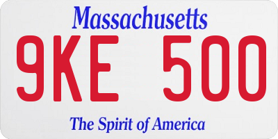 MA license plate 9KE500
