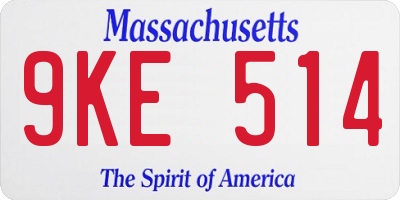 MA license plate 9KE514