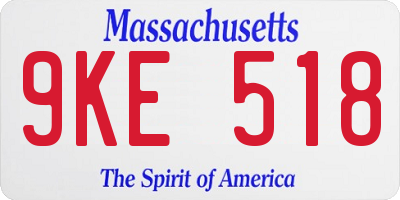 MA license plate 9KE518