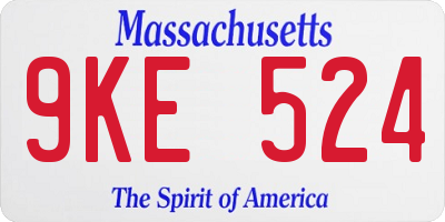 MA license plate 9KE524