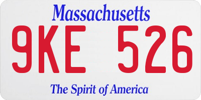 MA license plate 9KE526