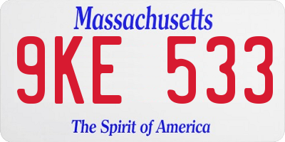 MA license plate 9KE533
