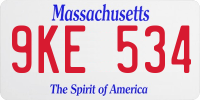 MA license plate 9KE534